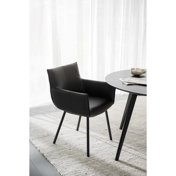Czarne tapicerowane fotele jadalniane zestaw 2 szt. Hinckley – Rowico-image-1