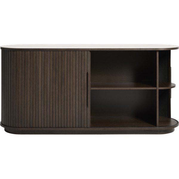 Komoda z ceramicznym blatem z drzwiami przesuwnymi w ciemnym naturalnym kolorze 165x76x45 cm Enna – Unique Furniture-image-2