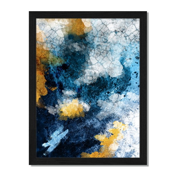 Obraz w ramie Liv Corday Scandi Gold & Blue, 30x40 cm