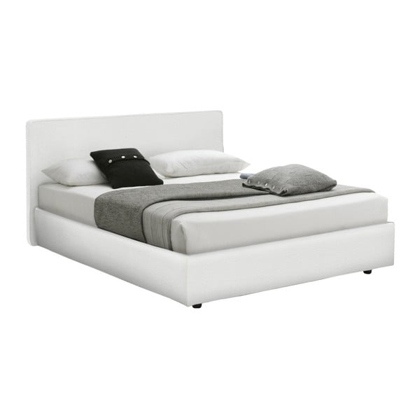 Białe łóżko dwusobowe ze schowkiem i materacem 13Casa Ninfea, 160x200 cm