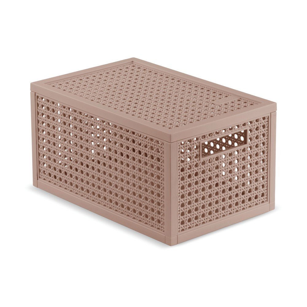 Szaroróżowy pojemnik z pokrywką z plastiku z recyklingu 19x30x15 cm Kaya – Curver