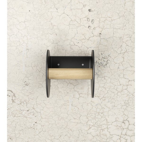 Czarny ścienny uchwyt na papier toaletowy Nupo – LIND DNA-image-2