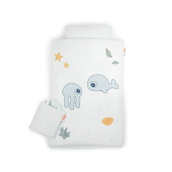 Biała bawełniana pościel Done by Deer Jelly & Wally, 100 x 140 cm