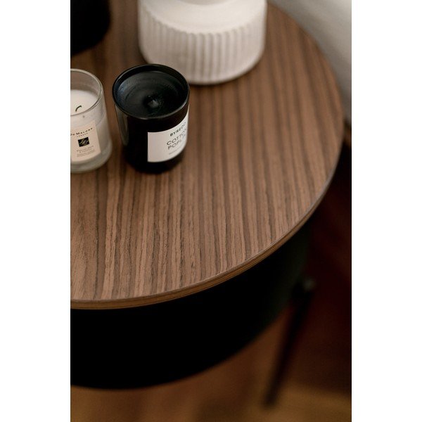 Czarno-naturalna kolorze szafka nocna z blatem w dekorze orzecha Tu – noo.ma-image-3