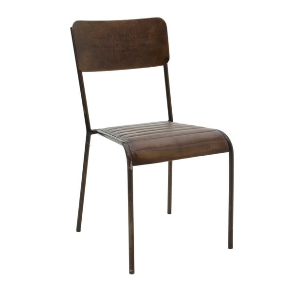 Brązowe krzesło skórzane InArt, wys. 78 cm