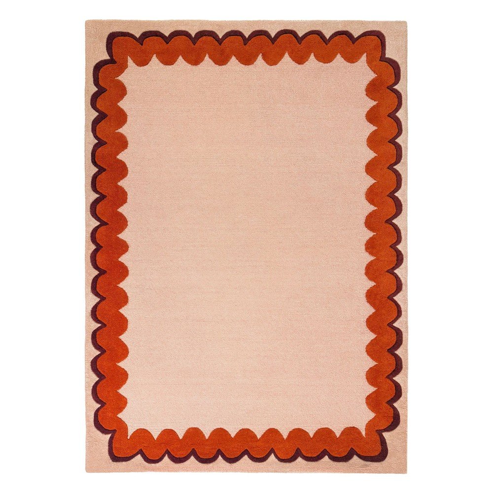 Pomarańczowy/w naturalnym kolorze wełniany dywan tkany ręcznie 200x290 cm Wiggle Wool – Flair Rugs