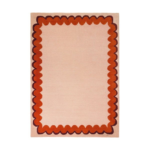 Pomarańczowy/w naturalnym kolorze wełniany dywan tkany ręcznie 140x200 cm Wiggle Wool – Flair Rugs