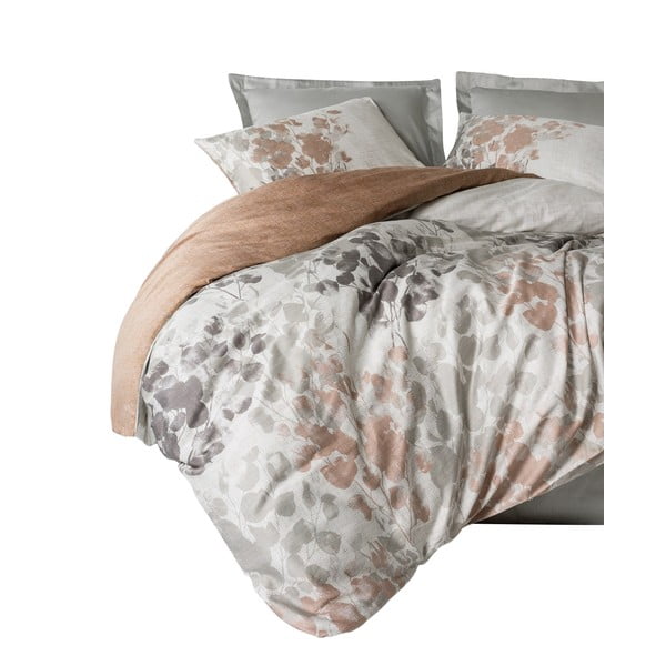 Szarobeżowa pościel dwuosobowa z satyny bawełnianej 200x200 cm Blatt – Mijolnir