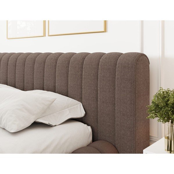 Brązowe tapicerowane łóżko dwuosobowe ze schowkiem ze stelażem 140x200 cm Carilla – ELTAP-image-4