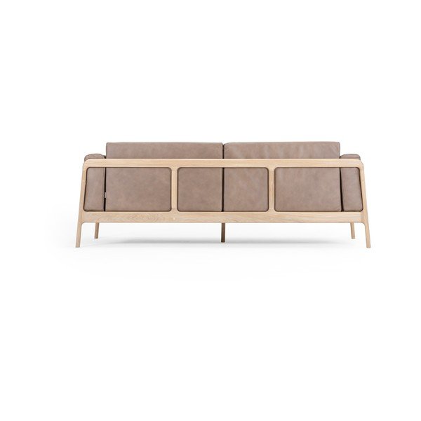 Jasnobrązowa sofa z bawolej skóry z konstrukcją z litego drewna dębowego Gazzda Fawn, 210 cm-image-4