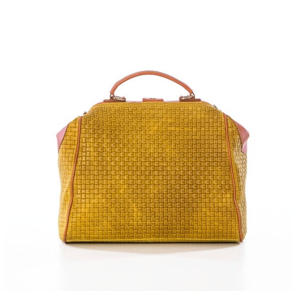Skórzana torebka Braid Yellow-image-2