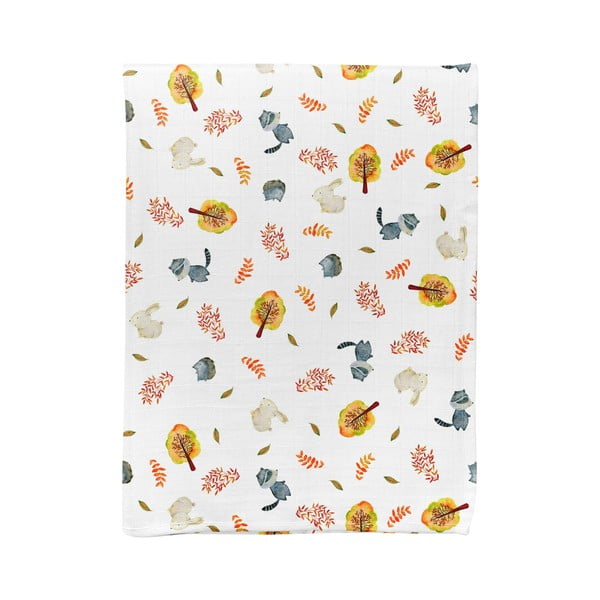 Biały koc dziecięcy muślinowy 75x100 cm Forest – Mijolnir