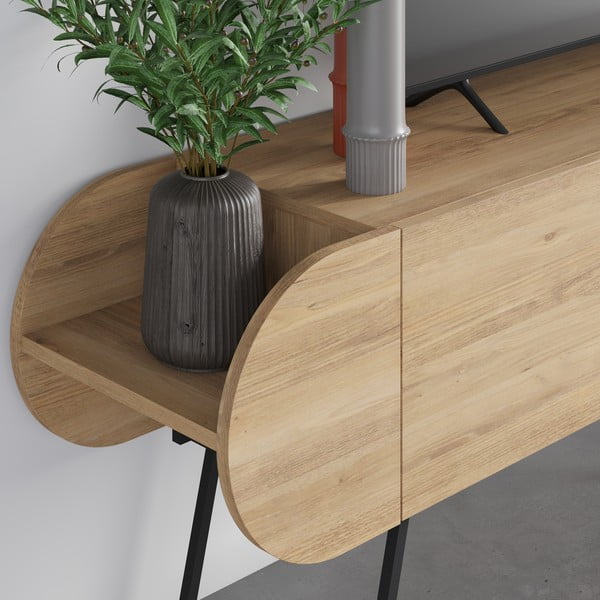 Szafka pod TV w dekorze dębu 195x57 cm Saluso – Marckeric-image-3