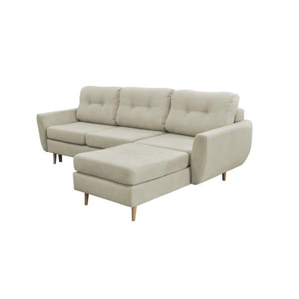 Kremowy narożnik rozkładany prawostronny z jasnymi nogami Mazzini Sofas Tulipe-image-4