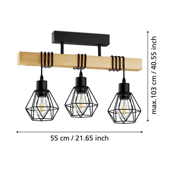 Lampa wisząca w czarno-naturalnym kolorze TOWNSHEND 5 – EGLO-image-2