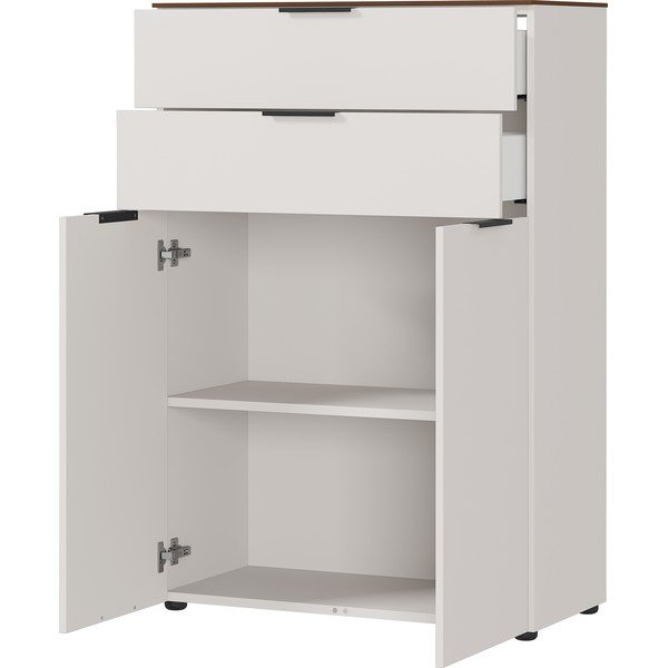 Szarobeżowa wysoka komoda w dekorze orzecha 81x120 cm Ancona – Germania-image-2