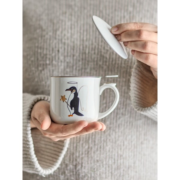 Kremowy kamionkowy kubek z sitkiem ze świątecznym motywem 300 ml Valentin – Bloomingville-image-1