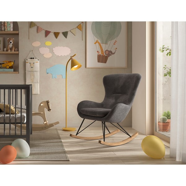 Szary bujany fotel dziecięcy z materiału bouclé ROCKY – Vipack-image-1