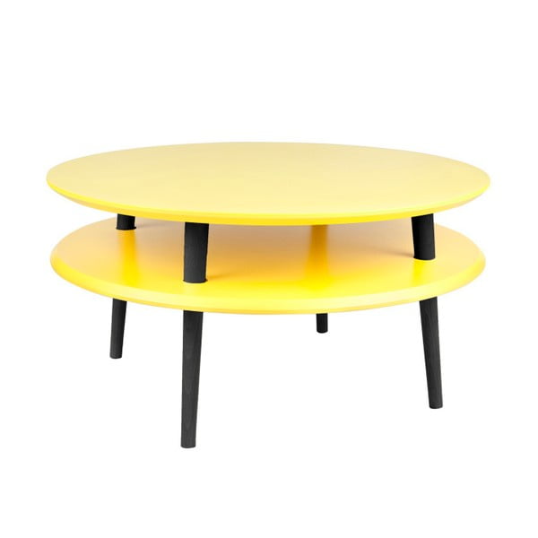 Żółty stolik z czarnymi nogami Ragaba UFO, Ø 70 cm