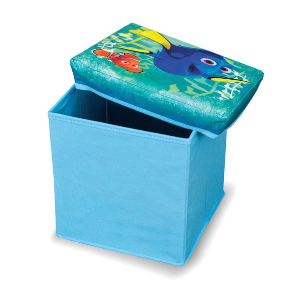 Niebieski puf ze schowkiem na zabawki Domopak Living Finding Dory, dł. 30 cm