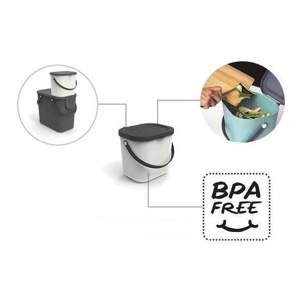 Biały pojemnik na odpadki organiczne 6 L Albula – Rotho-image-4