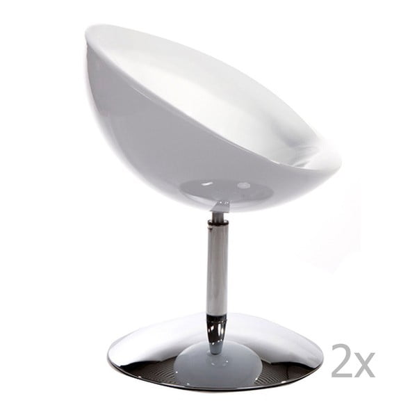 Zestaw 2 białych krzeseł obrotowych Kokoon Design Bowl