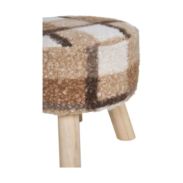 Biało-brązowy podnóżek z materiału bouclé Aberdeen – House Nordic-image-2