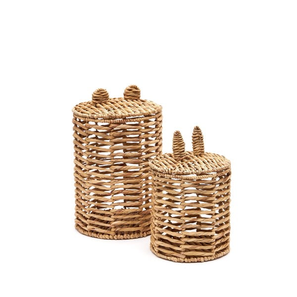 Dziecięce kosze na zabawki z hiacyntu wodnego w naturalnym kolorze 2 szt. ø 30x50 cm Venezia – Kave Home