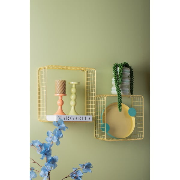 Jasnożółte stalowe półki zestaw 2 szt. 35 cm Reja – PT LIVING-image-1