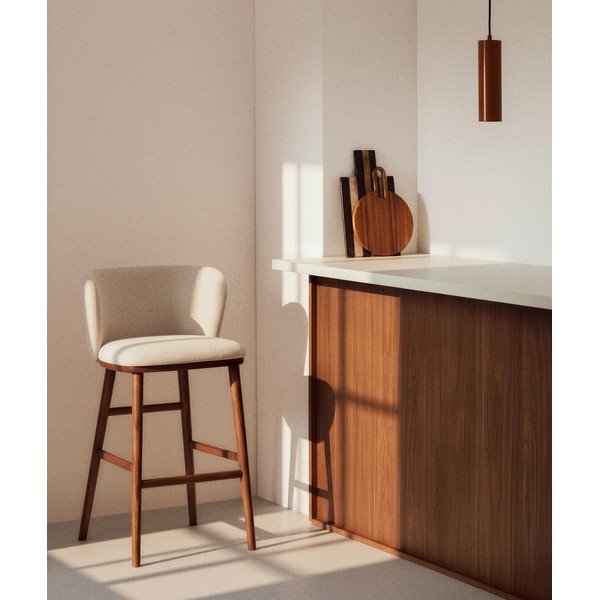 Beżowy tapicerowany hoker (wysokość siedziska 75 cm) Ciselia – Kave Home-image-1