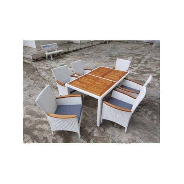 Zestaw białych mebli ogrodowych z rattanu Paris White-image-3