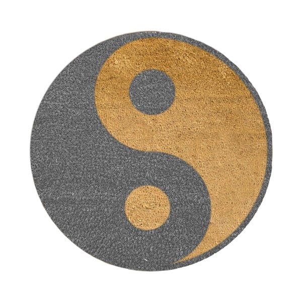 Okrągła wycieraczka Artsy Doormats Grey Yin Yang, ⌀ 70 cm