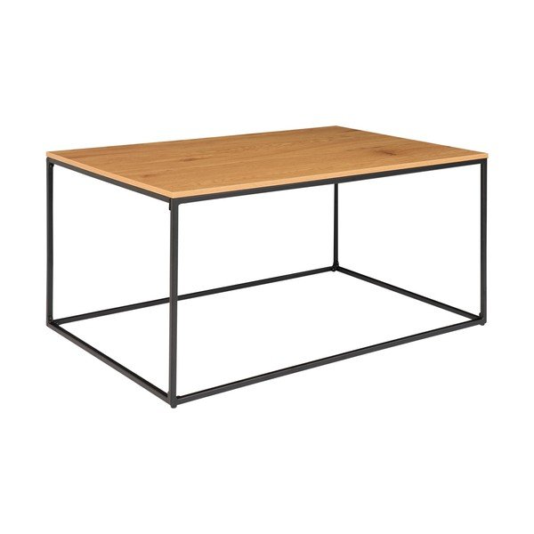 Stolik z czarną metalową konstrukcją i blatem w dekorze dębu House Nordic Vita, 90x60 cm