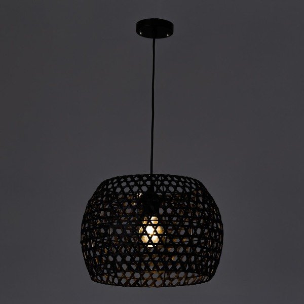 Czarna bambusowa lampa sufitowa ø 35 cm – Casa Selección-image-1