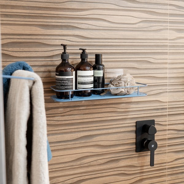 Jasnoniebieska samoprzylepna metalowa półka łazienkowa Grena – Compactor-image-1