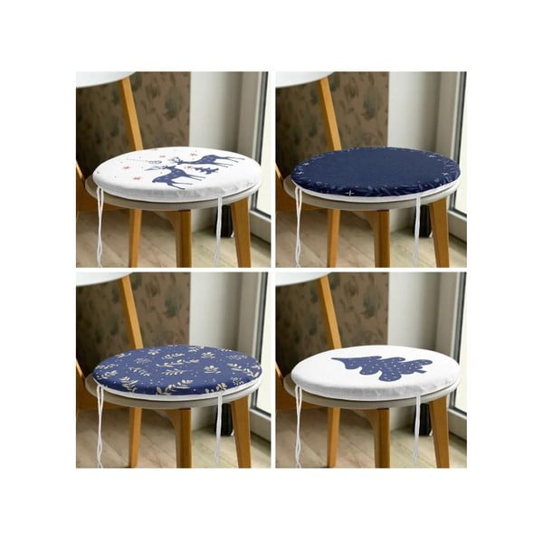 Poduszki na krzesła ze świątecznym motywem zestaw 4 szt. ø 40 cm Blue Christmas – Mila Home-image-3