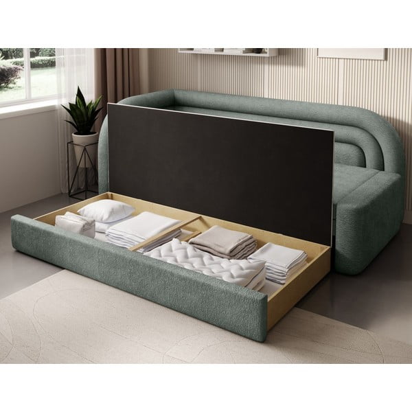 Zielona rozkładana/ze schowkiem sofa z tkaniny szenilowej lewostronna 223 cm Fabillo – ELTAP-image-4