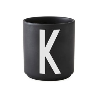 Czarny porcelanowy kubek Design Letters Alphabet K, 250 ml