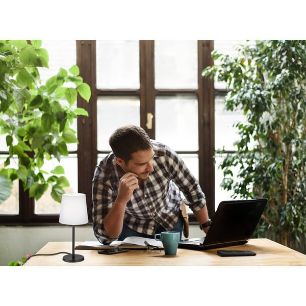 Czarno-biała lampa stołowa z tekstylnym kloszem (wysokość 30 cm) Eve – Fischer & Honsel-image-1