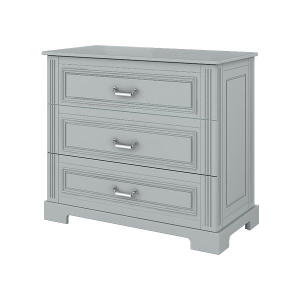 Szara komoda z 3 szufladami i porcelanowymi uchwytami BELLAMY Ines-image-2