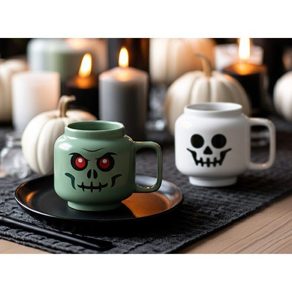 Zielony ceramiczny kubek dla dzieci do latte 255 ml Skeleton – LEGO®-image-3