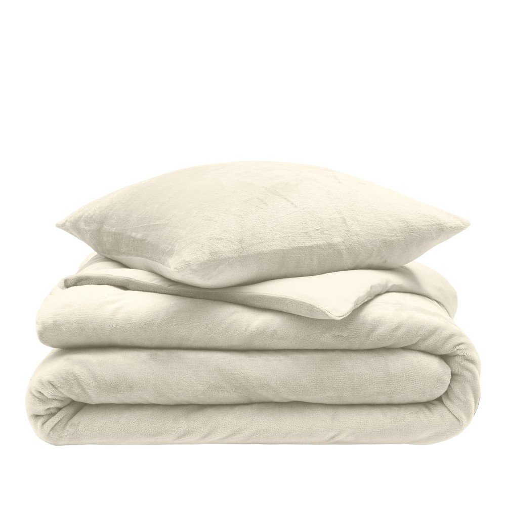 Kremowa pościel dwuosobowa z mikfroflaneli 3-częściowa 240x220 cm Flanou – douceur d'intérieur