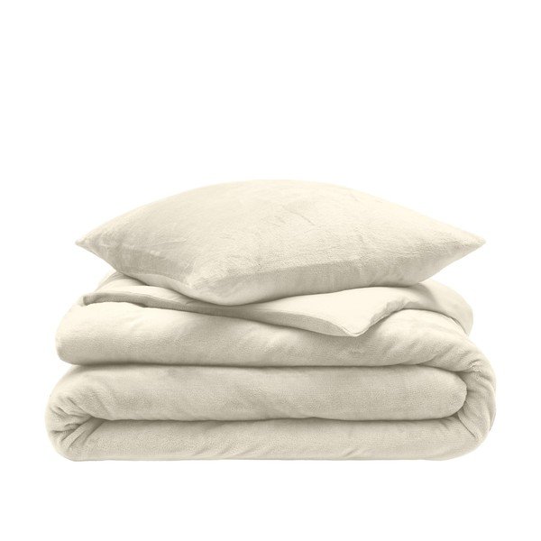 Kremowa pościel dwuosobowa z mikfroflaneli 3-częściowa 240x220 cm Flanou – douceur d'intérieur