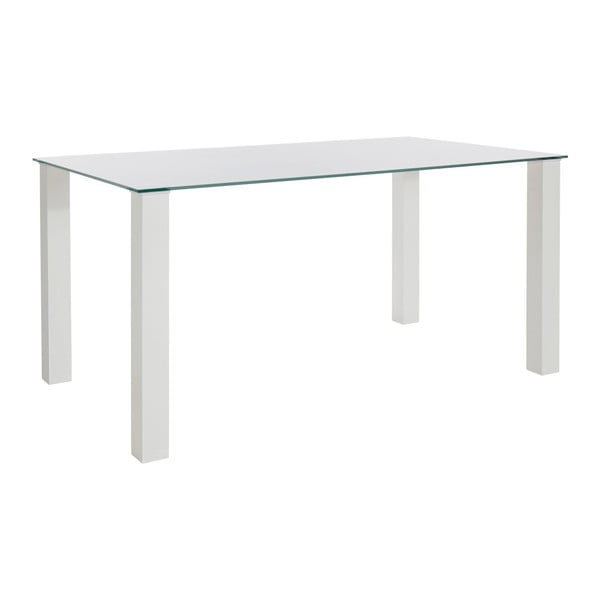 Biały stół z błyszczącym blatem ze szkła hartowanego Støraa, 90x160 cm