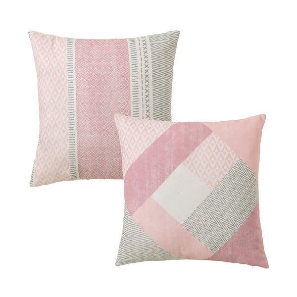 Zestaw 2 różowych poduszek bawełnianych Unimasa Cube, 45x45 cm