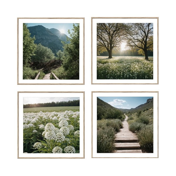 Obrazy zestaw 4 szt. 30x30 cm Sunrise Hike