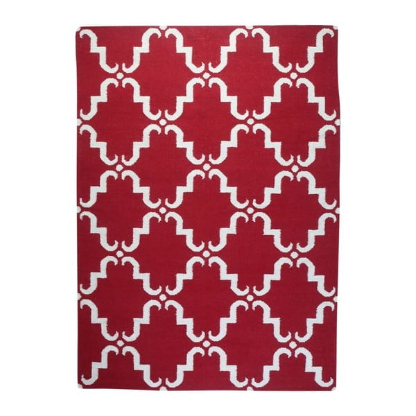 Dywan wełniany Geometry Home Red & White, 200x300 cm