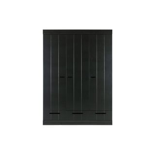 Czarna szafa z konstrukcją z drewna sosnowego WOOOD Connect, szer. 140 cm