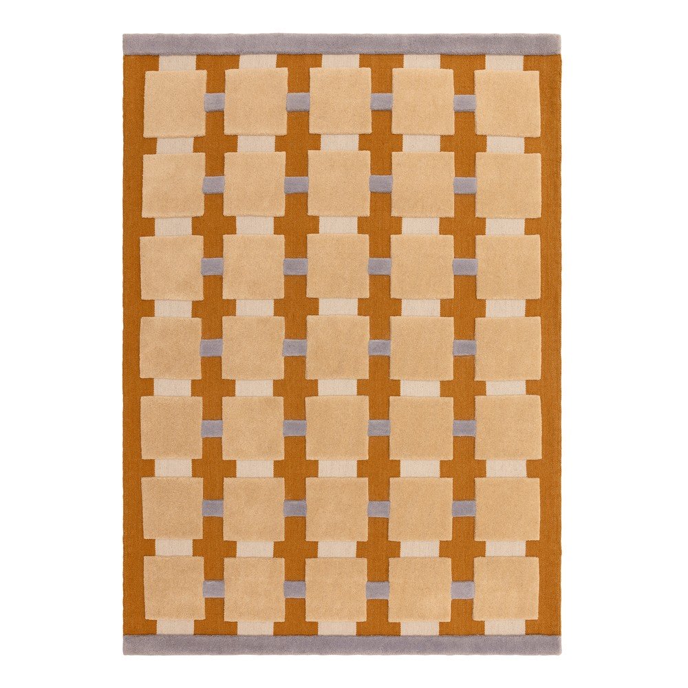 Dywan z mieszanki wełny tkany ręcznie w kolorze ochry 200x290 cm Mallory – MADE