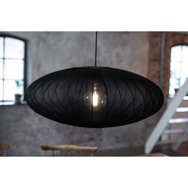 Czarna lampa wisząca z tekstylnym kloszem ø 75 cm Florence – Markslöjd-image-3